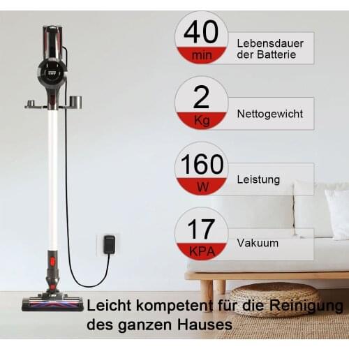 HOLDPEAK 2-in-1 Cordless Handheld Stick Vacuum Cleaner 17KPa 160W 2200mAh 65dB 1.2L 40Mins Dust Cup Runtimes Replaceable Battery