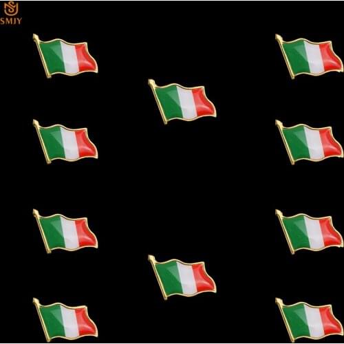10PCS Euro Italy National Flag Brooch Pin Lapel Backpack/Tie Badge Icons Pin For New Year Decoration Gift