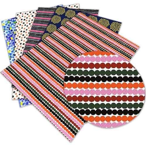 Flowers Sheet Dots Pattern Printed Faux Leather for Bow Synthetic Leather DIY Decoration Crafts A4 22*30CM