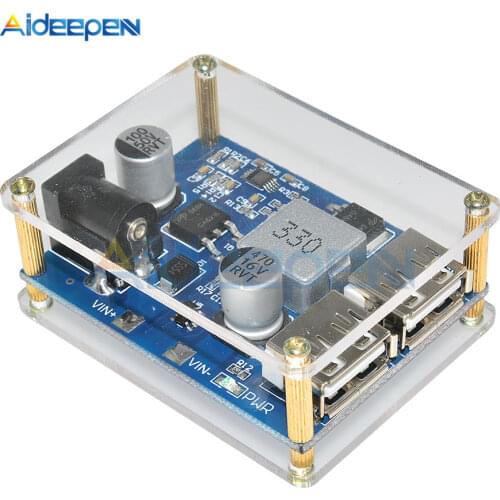 DC-DC 24V 12V to 5V Buck Power Supply Module 5A Power Step Down Converter Diy Electronic PCB Board Case Shell Box Dual USB