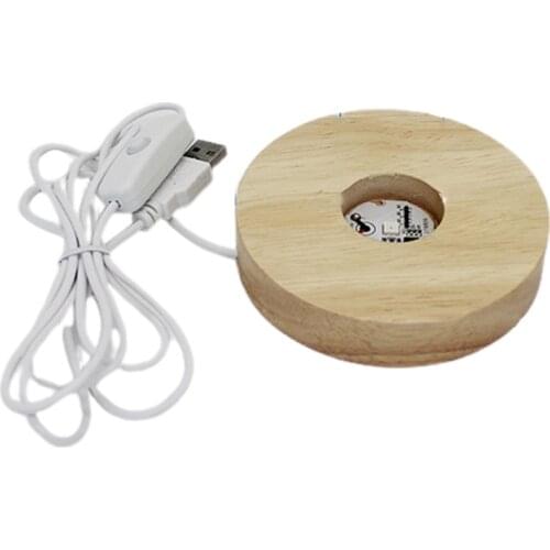 LWooden uminous Lamp Base Decoration Ornaments Crystal Ball Holder Night Lights