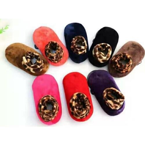 Toddler Winter Warm Leopard Print Floor Socks Non Slip Home Indoor Slippers Socks for Kids Baby FK88