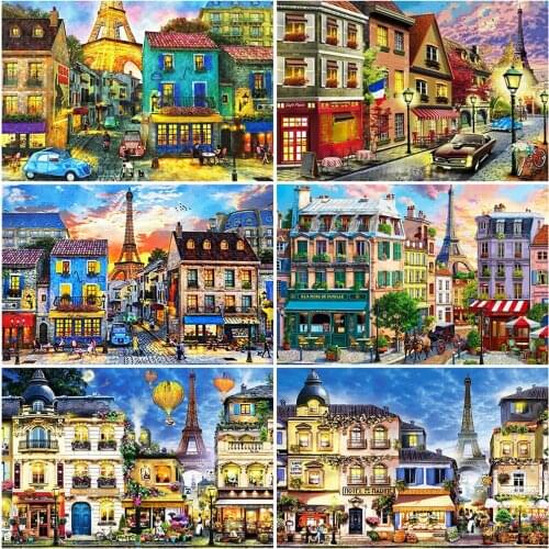 EverShine Diamond Painting DIY Scenic Diamond Mosaic Town Full Square Rhinestones Embroidery Cross Stitch Kits Decor For Home