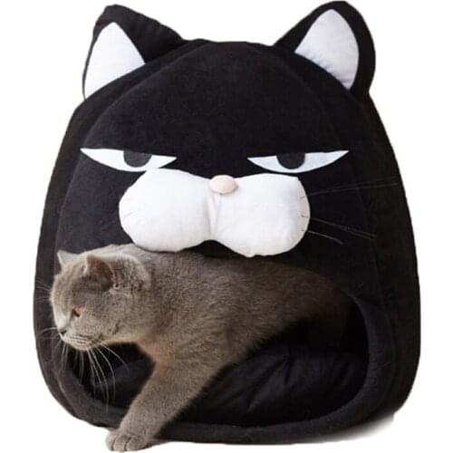 Cartoon Cat bed Fleece Lovely Pet House for Puppy Cat Warm Soft Cat cave tent waterproof Bottom Sleep bag Cat Supplies