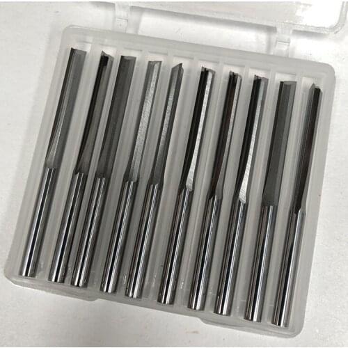 10pcs/Set 2 Flute CNC Router Bits 3.175mm Straight Slot Tungsten Steel Milling Cutter for Wood MDF Plastic 20Set