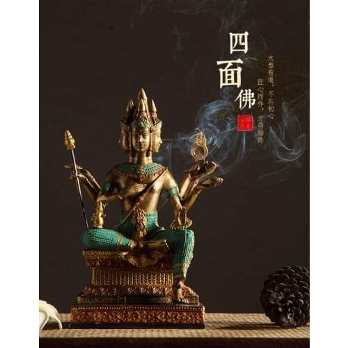 Company SHOP Store home efficacious Mascot Protection-Southeast Asia Thailand Brahma four-faced Buddha figure FENG SHUI statue