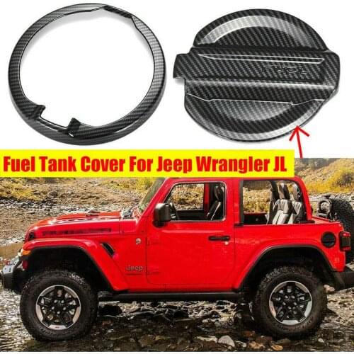 Carbon Fiber Fuel Door Cover Filler Gas Tank Cap Trim For 2018 for Jeep Wrangler JL