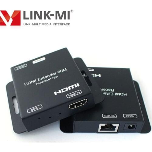 LINK-MI 60 meter HDMI Extender over Cat5e/6 Support 1080p@60Hz YUV4:4:4 3D EDID Bidirection POC