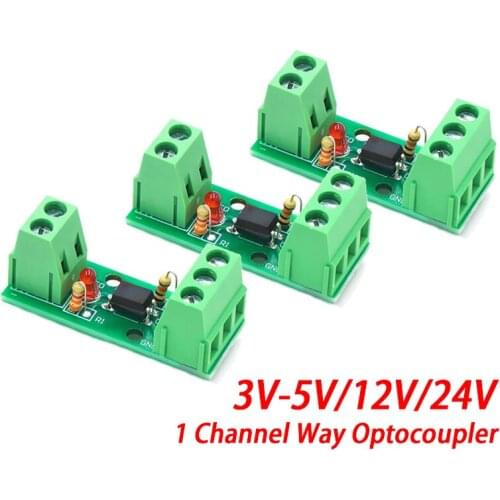1 Channel Way Optocoupler Isolation Module PC817 EL817 3V-5V 12V 24V Photoelectric Isolator Rail Holder PLC Drive Motor Board
