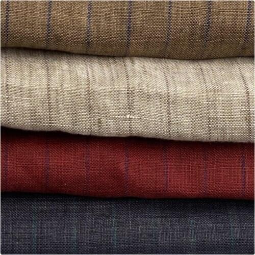 Width 55'' Solid High End Comfortable Soft Striped Linen Fabric By The Yard For Shirt Pants Suit Dress Material