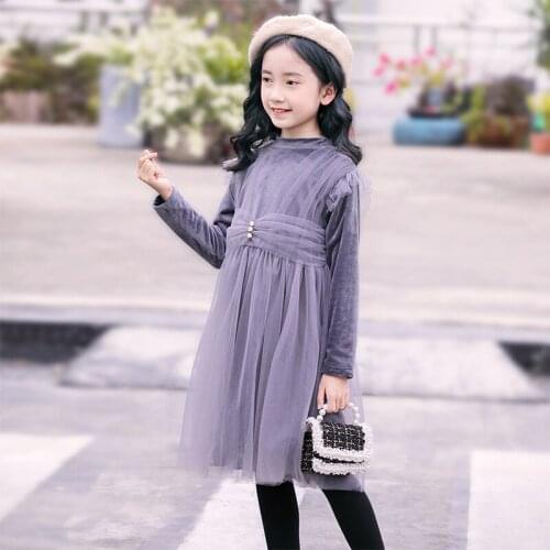 Girl Dress Kids Baby Gown 2021 Grey Spring Autumn Toddler School Uniform Dresses Christmas Cotton Children Clothing