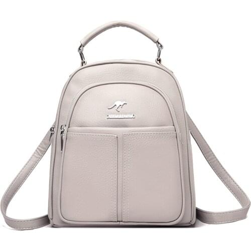 Counter Genuine Multifunctional Backpack Women 2021 Quality Handbag Simple Solid Color Lady Shoulder Bag Daily Phone Coin Bag