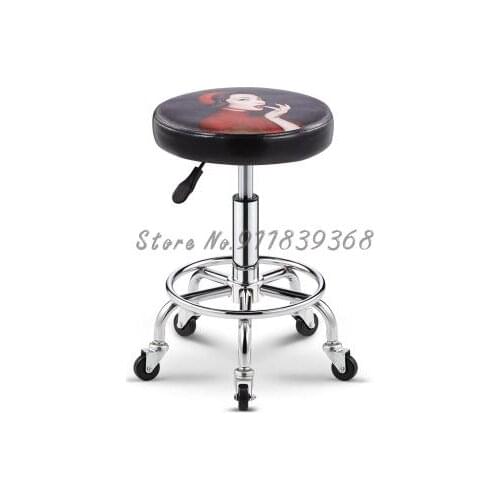 High Grade Bar Stool Beauty Chair Barber Chair Shop Bar Stool Big Worker Chair Explosion Proof Plate Iron Wheel Lift Beauty Salo