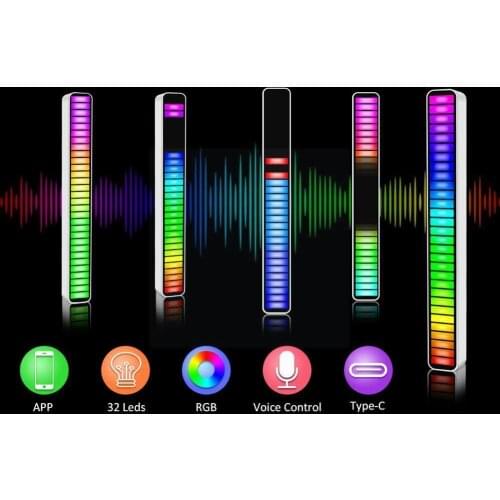 Sound Control LED Light RGB Voice Activated Music Rhythm Decoration 32-Bit Ambient Audio light atmosphere Light Car Spectru M4B1