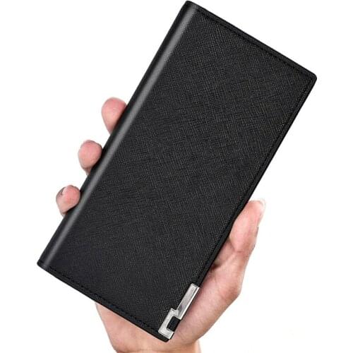 Ultra-thin Soft Leather Long Mens Wallet Multiple Card Slots Card Holder Money Clip Wallet Men