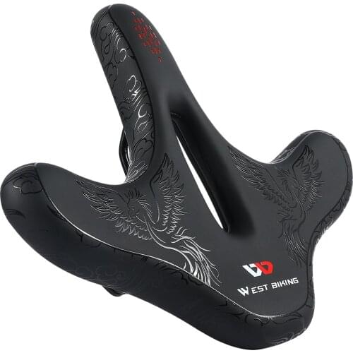 WEST BIKING Large Wide MTB Road Bicycle Saddles Breathable Anti-Skid Seat Thicken Soft Hollow Cushion Cycling Parts Accessories