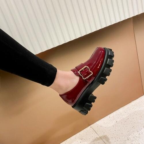 2021 Spring Women Shoes Round-toe Waterproof Flat Platform Women Loafers Trend Casual Chunky Heel Shoes Large Size Shoe for Girl