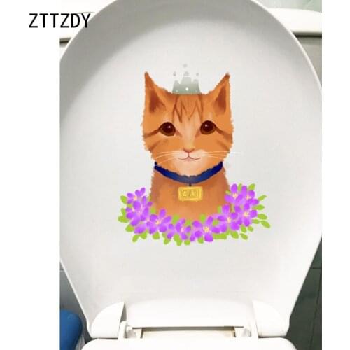 ZTTZDY 18*21.4CM Creative Cartoon Cat Toilet Sticker Bedroom Wall Decal Home Decor T3-0209