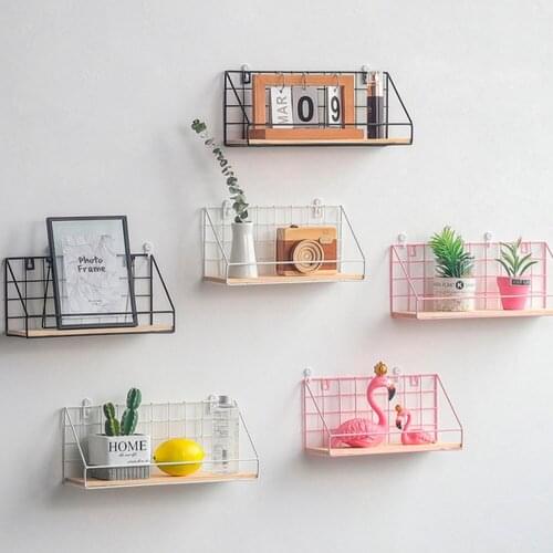 1pc Ins Iron Frame Book Decoration Holder Creative Wall Grid Shelf Bedroom Bathroom Iron Storage Home Decor