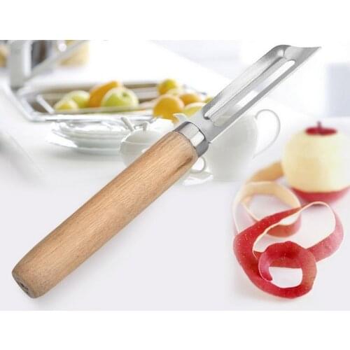 1PC Stainless Steel Cutter Vegetable Fruit Apple Slicer with Wood Handle Potato Peeler Parer Tool EKX 197