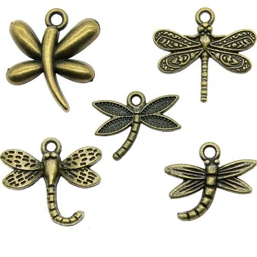 20pcs Antique Bronze Color Dragonfly Charm Pendants Jewelry Accessories Dragonfly Charms For Jewelry Making