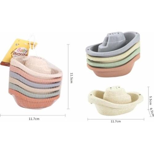 6pcs Of Set Baby Bath Toys Boat-shaped Stacked Cup Toys Also Play On Beach Gift For Toddler Newborn Baby Let Baby Love Bathing