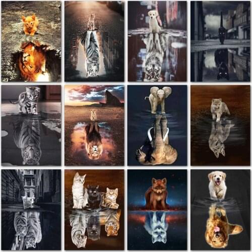 5D DIY Diamond painting cat dog tiger lion kit animal art Full Round Diamond mosaic Full Square Diamond embroidery Cross stitch