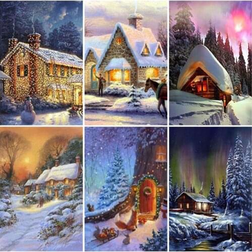 Diy Winter Snow Landscape 5D Diamond Painting Full Square Drill Cross Stitch Scenic Diamond Embroidery Resin Mosaic Home Decor