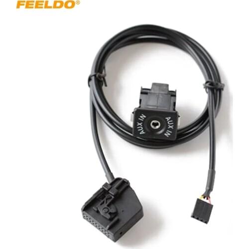 FEELDO Car AUX IN MP3 Audio 3.5mm Female Interface Wire for VolksWagen Audi Ford Skoda Modified AUX Cable Adapter #HQ6888