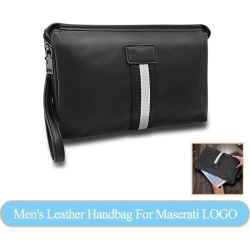 Car Accessories For Maserati Ghibli Levante Quattroporte Leather Mens Handbag Clutch Bag Zipper Storage Wallet