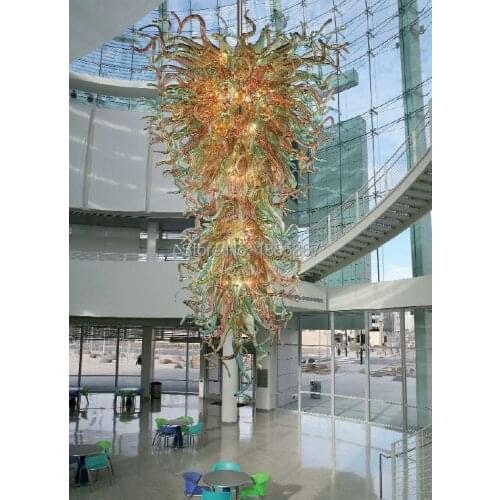 Free Shipping Famous Vintage Cheap High Ceiling Hand Blown Art Glass Chandelier