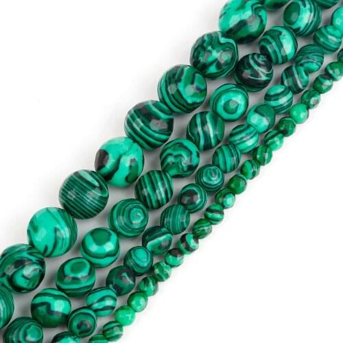 New 4 6 8 10mm Malachite Stone Beads Round Faceted Stone Loose Spacer Beads For DIY Bracelet&Necklace Fashion Jewelry Making