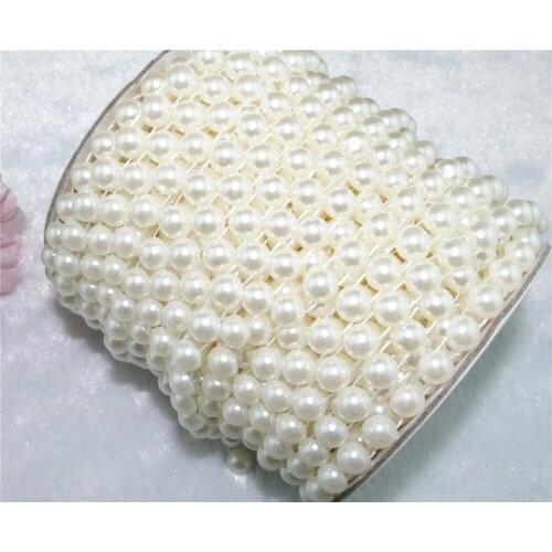 10y 10mm Ivory or white Half Pearl Chain Trims Sewing Crafts Costume Applique LZ48