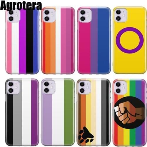 Agrotera Clear TPU Case Cover for iPhone 7 8 Plus X XS XR 11 Pro Max SE 2020 12 mini Transgender Pride Flag