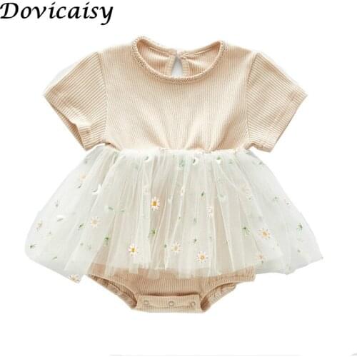 Baby summer bodysuit infant girls princess dress baby christening baptism gown party baby girls clothes