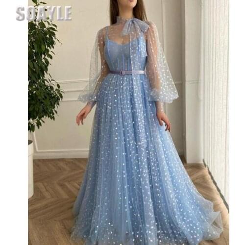 Prom Dresses Long for Teen Girl Party Dress Long Sleeves Hearty Plus Size 2021 Dress Formal High Neck Evenning Wear for Women