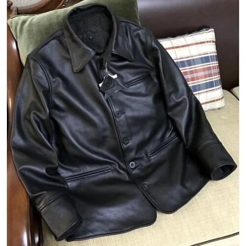 Affordable Version of the Re-Engraving Brake Full-Grain Leather Cashmere Lining Genuine Leather Clothes Male