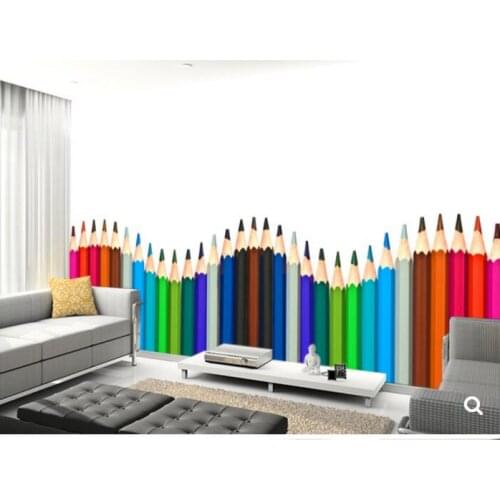 Custom children wallpaper,Coloured Pencils,3D cartoon mural for living room childrens room backdrop waterproof wallpaper