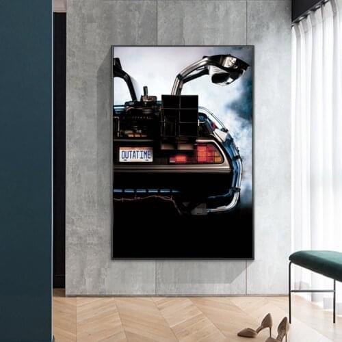 Movie Posters Back To The Future Delorean Time Machine Car Canvas Posters and Canvas Painting Art Painting Home Decoration