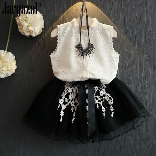 Girls Summer Clothes Set Sleeveless Bouse Shirt and Tutu Skirt Fashion Children Clothing Sets Kids Flower Outfits Drop Ship