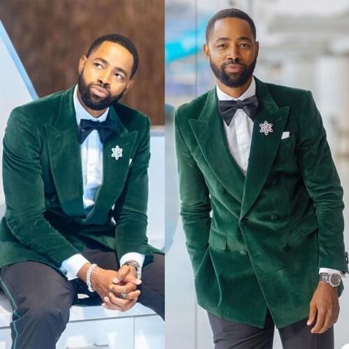 Handsome Classic Mens Tuxedos Peaked Lapel Double Breasted Formal Pocket Blazer Wedding Groomsmen Party Prom 1 Piece Set