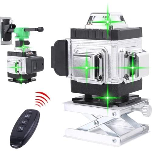 Laser level 16 lines 4D Laser Automatic Self-leveling 360 Horizontal And Vertical Green Beam Lines Multi-function Remote Control
