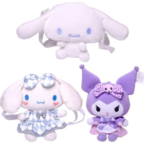 Cartoon Kawaii Bowknot Kuromi Cinnamoroll Plush Backpack Anime Stuffed Animals Cute Soft Plushie Doll Girls Travel Bag Toys Gift