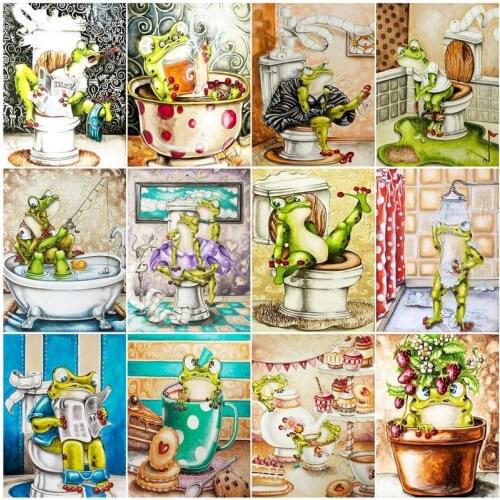 Animal Painting By Number Frog On Canvas With Frame DIY Kit Acrylic Paint Coloring By Number For Drawing Picture Home Decoration