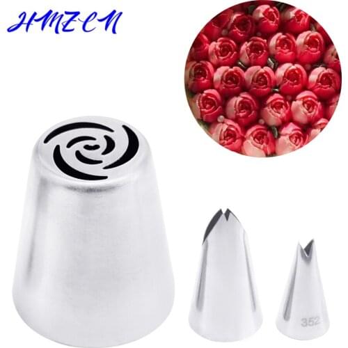 1/2PCS Rose Cream Cake Russian Nozzles Leaves Stainless Steel Icing Piping Tips Set Coupler Cupcake Decorating Baking Tools
