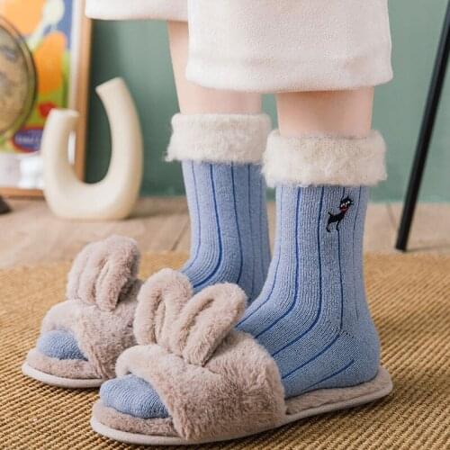 Socks Women Winter Home Socks Brushed Thickening Plus Velvet WARM Floor Socks Warm Confinement Heating Socks Ski Socks Harajuku