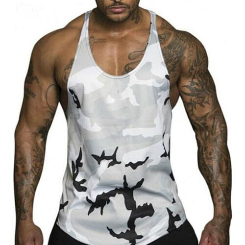 New MenS Printed Tight-Fitting Fitness Breathable Vest Training Sports Track And Field Sports Fitness Muscle Stringer Vest