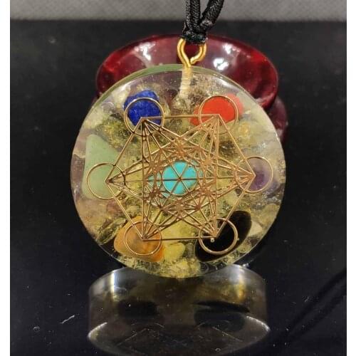 Orgone Pendant Rainbow Crystal Stones Chakra Reiki Healing Energy Generator EMF Radiation Protection Orgonite Necklace