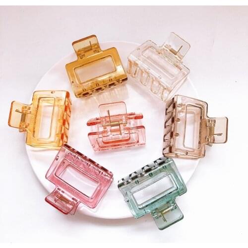 Transparent Crab Hair Clip for Women Acrylic Square Hair Claw Clips Candy Color Barrettes for Hair Accessories Hollow Hairgrips