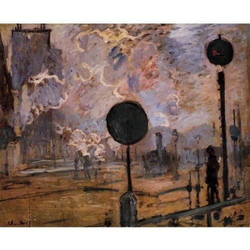 Claude Monet paintings on Canvas Saint-Lazare Station, Exterior hand-painted wall art decor High quality